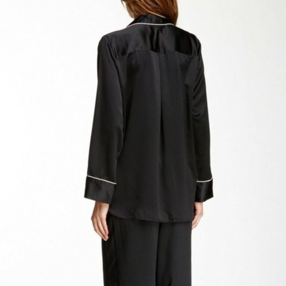 Natori Satin Black Button Up Pajama Top - Picture 3 of 12